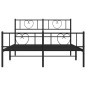 Giroletto con Testiera e Pediera Metallo Nero 135x190 cm Giroletto con Testiera e Pediera Metallo Nero 135x190 cm
