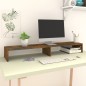 vidaXL Supporto Monitor Rovere Fumo 110x23,5x9 cm Legno Multistrato vidaXL Supporto Monitor Rovere Fumo 110x23,5x9 cm Legno Multistrato