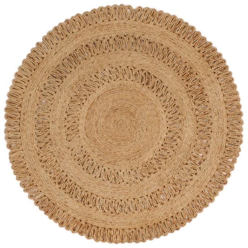 Tappeto Lavorato a Mano in Juta Intrecciata 120 cm Rotondo Tappeto Lavorato a Mano in Juta Intrecciata 120 cm Rotondo