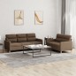Set di Divani 2 pz con Cuscini Marrone in Tessuto Set di Divani 2 pz con Cuscini Marrone in Tessuto