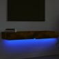 Mobili Porta TV con Luci LED 2 pz Rovere Fumo 60x35x15,5 cm Mobili Porta TV con Luci LED 2 pz Rovere Fumo 60x35x15,5 cm