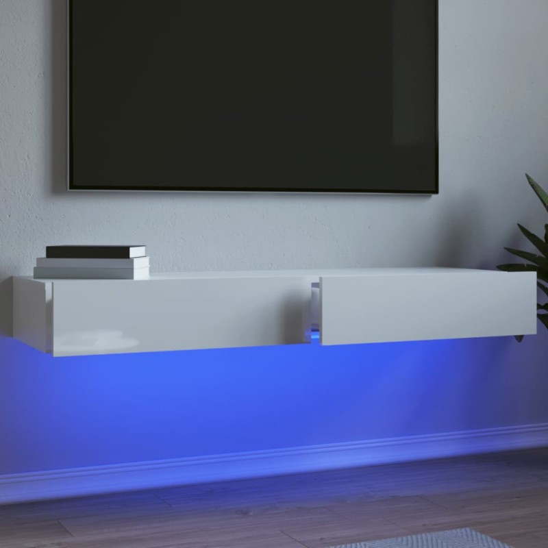 Mobili Porta TV con Luci LED 2pz Bianco Lucido 60x35x15,5 cm Mobili Porta TV con Luci LED 2pz Bianco Lucido 60x35x15,5 cm