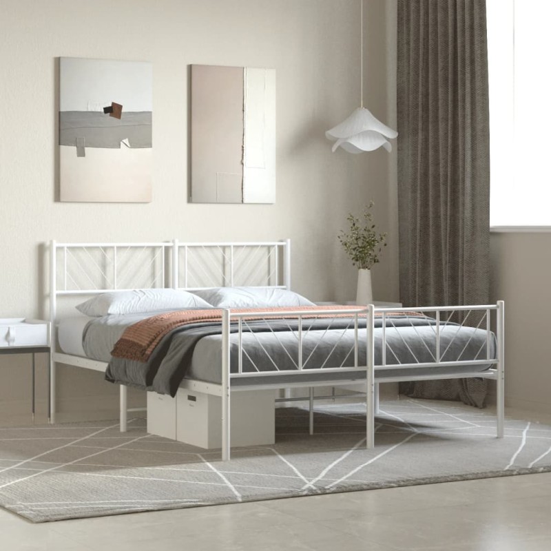Giroletto con Testiera e Pediera Metallo Bianco 140x200 cm Giroletto con Testiera e Pediera Metallo Bianco 140x200 cm