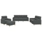 Set di Divani 4 pz con Cuscini Grigio Scuro in Tessuto Set di Divani 4 pz con Cuscini Grigio Scuro in Tessuto