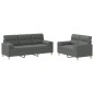Set di Divani 2 pz con Cuscini Grigio Scuro in Tessuto Set di Divani 2 pz con Cuscini Grigio Scuro in Tessuto