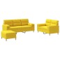 Set di Divani 3 pz con Cuscini Giallo Chiaro in Tessuto Set di Divani 3 pz con Cuscini Giallo Chiaro in Tessuto