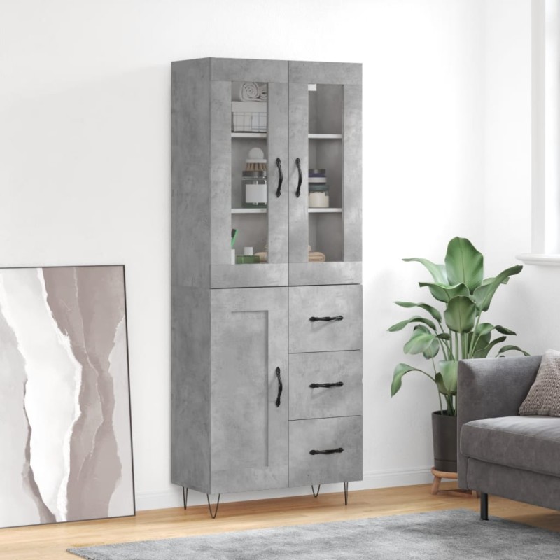 Credenza Grigio Cemento 69,5x34x180 cm in Legno Multistrato Credenza Grigio Cemento 69,5x34x180 cm in Legno Multistrato