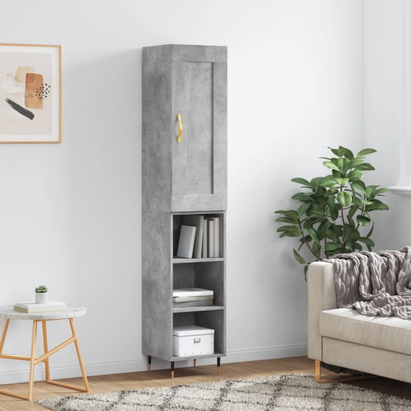 Credenza Grigio Cemento 34,5x34x180 cm in Legno Multistrato Credenza Grigio Cemento 34,5x34x180 cm in Legno Multistrato