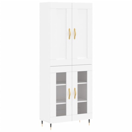 Credenza Bianca 69,5x34x180 cm in Legno Multistrato