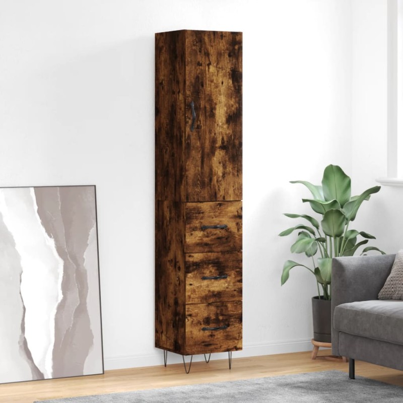 Credenza Rovere Fumo 34,5x34x180 cm in Legno Multistrato Credenza Rovere Fumo 34,5x34x180 cm in Legno Multistrato