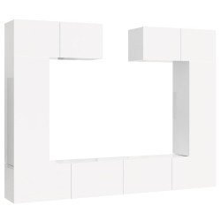 Set di Mobili Porta TV 6 pz Bianco Lucido in Legno Multistrato