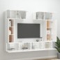 Set di Mobili Porta TV 6 pz Bianco Lucido in Legno Multistrato Set di Mobili Porta TV 6 pz Bianco Lucido in Legno Multistrato