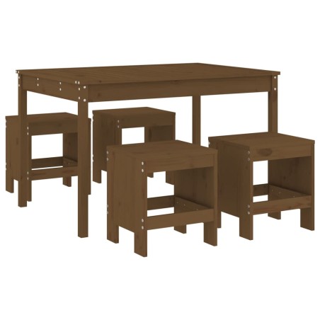 Set da Pranzo da Giardino 5 pz Miele in Legno Massello di Pino