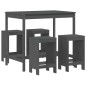 Set Bar da Giardino 5 pz Grigio in Legno Massello di Pino Set Bar da Giardino 5 pz Grigio in Legno Massello di Pino