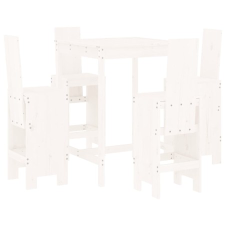 Set Bar da Giardino 5 pz Bianco in Legno Massello di Pino