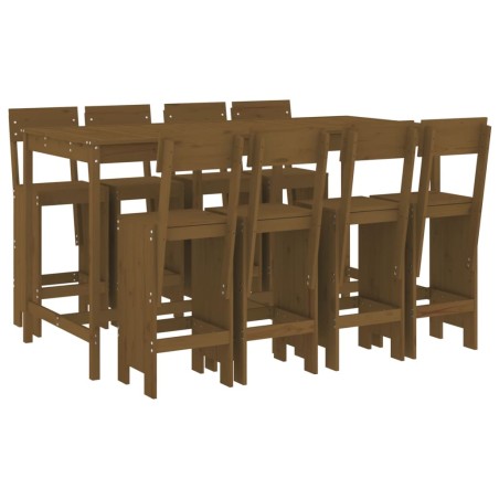 Set Bar da Giardino 9 pz Miele in Legno Massello di Pino