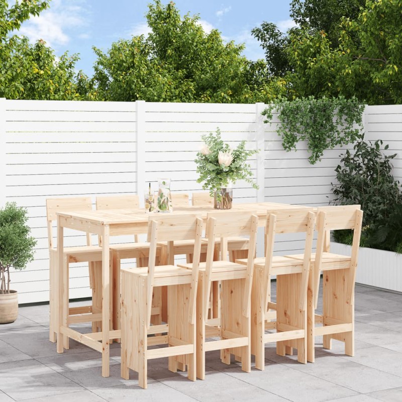 Set Bar da Giardino 9 pz in Legno Massello di Pino Set Bar da Giardino 9 pz in Legno Massello di Pino