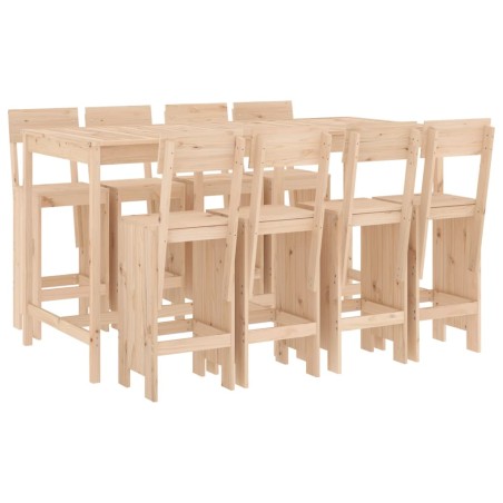 Set Bar da Giardino 9 pz in Legno Massello di Pino