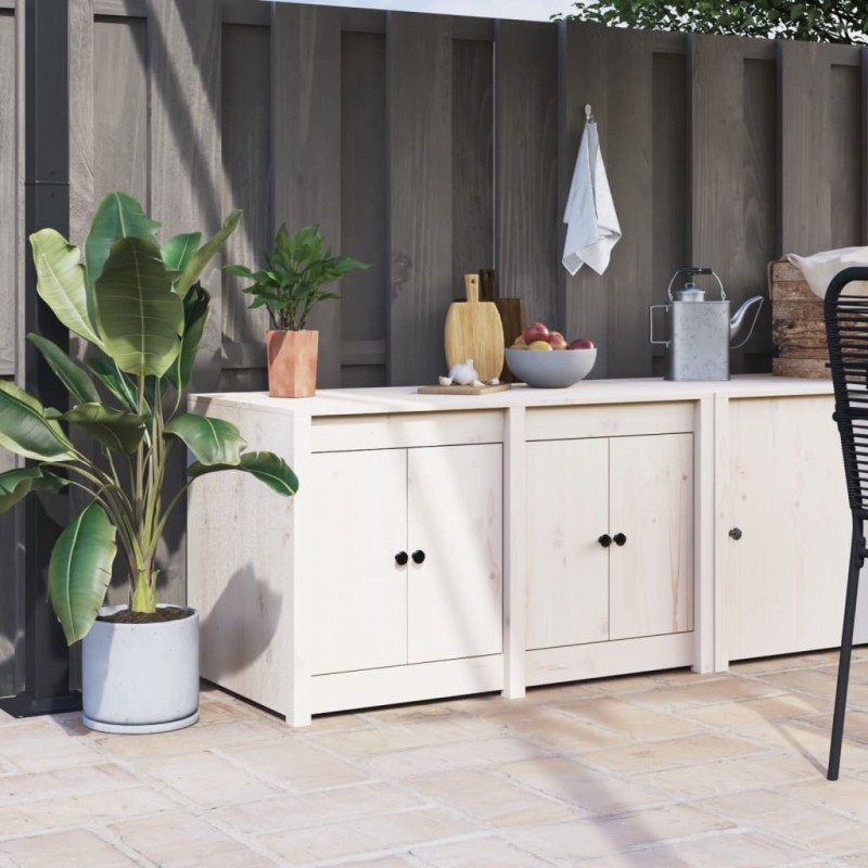 Mobile da Cucina da Esterno Bianco 106x55x64 cm Legno Massello di Pino Mobile da Cucina da Esterno Bianco 106x55x64 cm Legno Massello di Pino