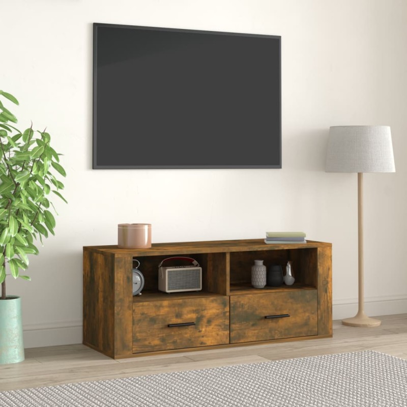 Mobile TV Rovere Fumo 100x35x40 cm in Legno Multistrato Mobile TV Rovere Fumo 100x35x40 cm in Legno Multistrato