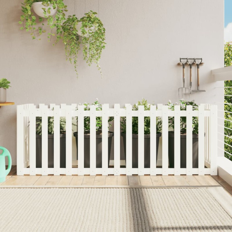 Fioriera Giardino a Recinzione Bianca 200x50x70cm Massello Pino Fioriera Giardino a Recinzione Bianca 200x50x70cm Massello Pino