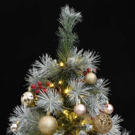 Albero Natale Incernierato con 150 LED e Palline 150 cm