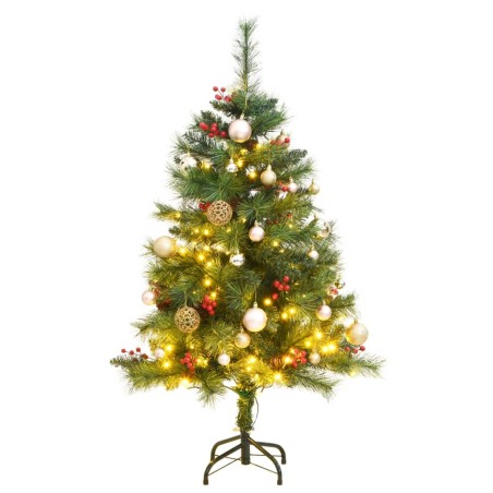 Albero Natale Incernierato con 150 LED e Palline 150 cm