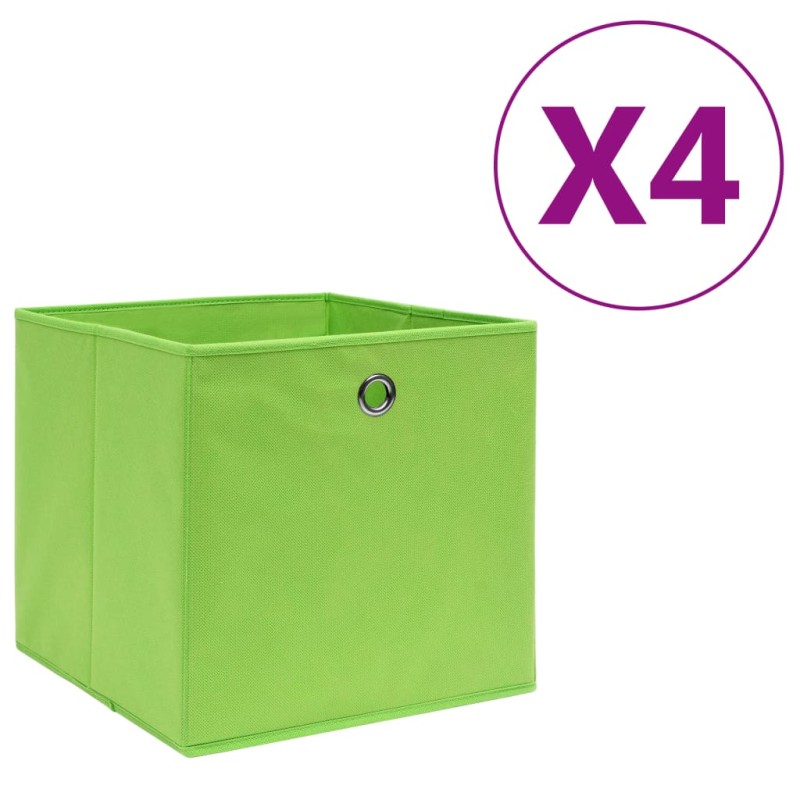 vidaXL Contenitori 4 pz in Tessuto non Tessuto 28x28x28 cm Verde vidaXL Contenitori 4 pz in Tessuto non Tessuto 28x28x28 cm Verde