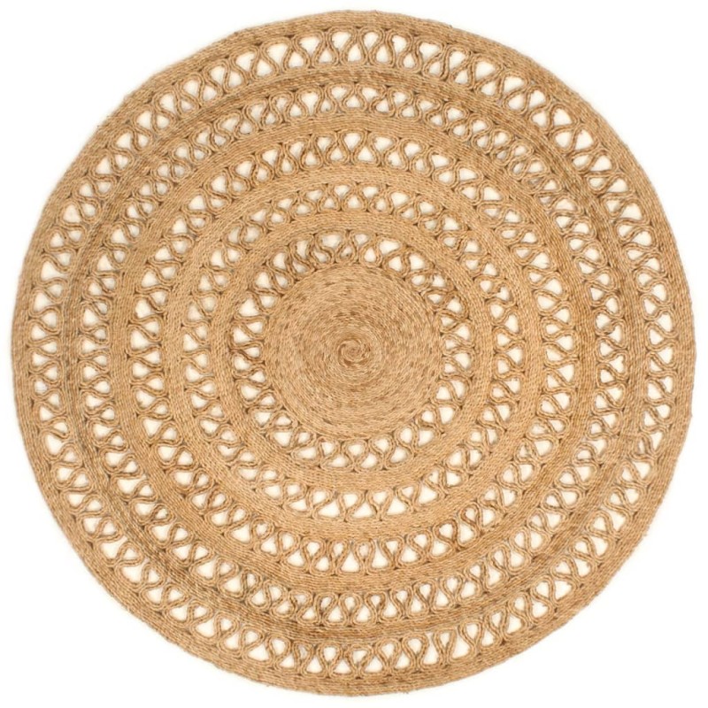Tappeto Lavorato a Mano in Juta Intrecciata 150 cm Rotondo Tappeto Lavorato a Mano in Juta Intrecciata 150 cm Rotondo