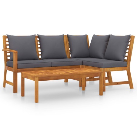 Set Divani da Giardino 4 pz con Cuscini in Massello di Acacia