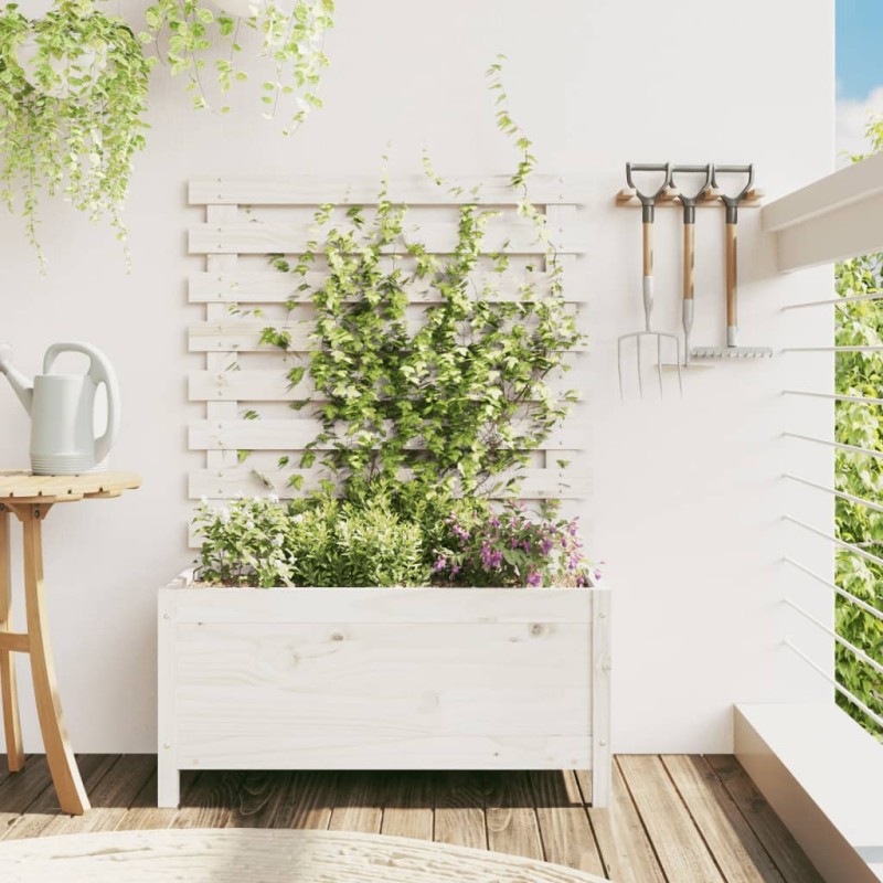 Fioriera Giardino con Rastrelliera Bianca 79x39,5x114cm Pino Fioriera Giardino con Rastrelliera Bianca 79x39,5x114cm Pino