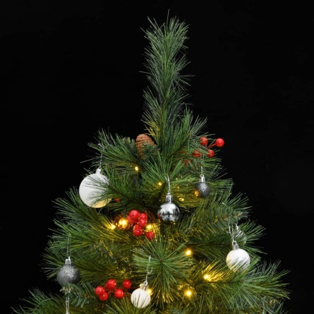 Albero Natale Incernierato con 150 LED e Palline 150 cm