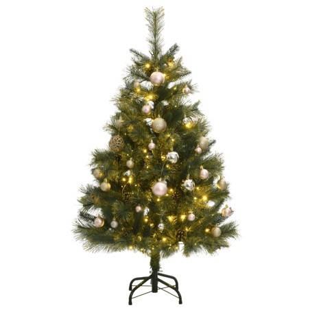 Albero Natale Incernierato con 150 LED e Palline 150 cm