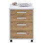 FMD Cassettiera Mobile 48x49,5x65,5 cm Bianca e Rovere FMD Cassettiera Mobile 48x49,5x65,5 cm Bianca e Rovere