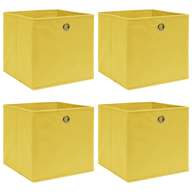 Scatole Portaoggetti 4pz Gialle 32x32x32 cm Tessuto Scatole Portaoggetti 4pz Gialle 32x32x32 cm Tessuto
