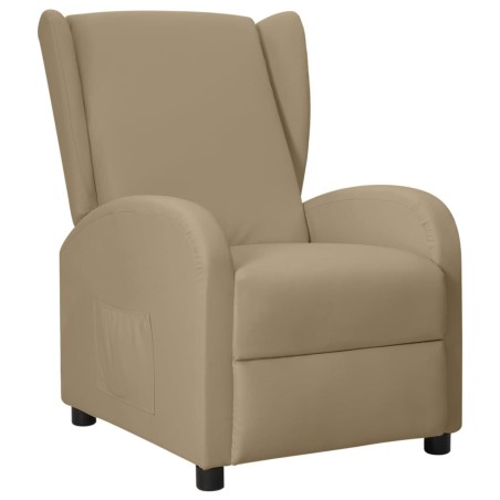 Poltrona Wing Back Reclinabile Cappuccino in Similpelle
