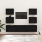Mobili Porta TV 7 pz Neri in Legno Massello di Pino Mobili Porta TV 7 pz Neri in Legno Massello di Pino