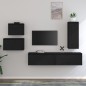 Mobili Porta TV 5 pz Neri in Legno Massello di Pino Mobili Porta TV 5 pz Neri in Legno Massello di Pino