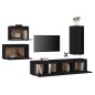 Mobili Porta TV 5 pz Neri in Legno Massello di Pino Mobili Porta TV 5 pz Neri in Legno Massello di Pino