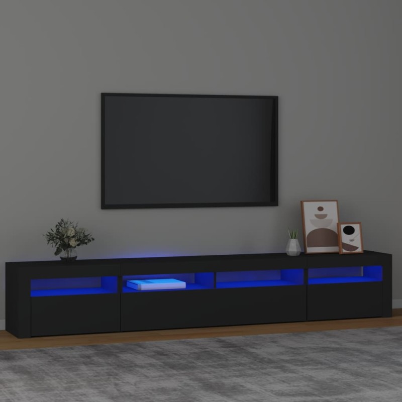 Mobile Porta TV con Luci LED Nero 240x35x40 cm Mobile Porta TV con Luci LED Nero 240x35x40 cm