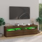 Mobile Porta TV con Luci LED 2pz Rovere Marrone 75x35x40 cm