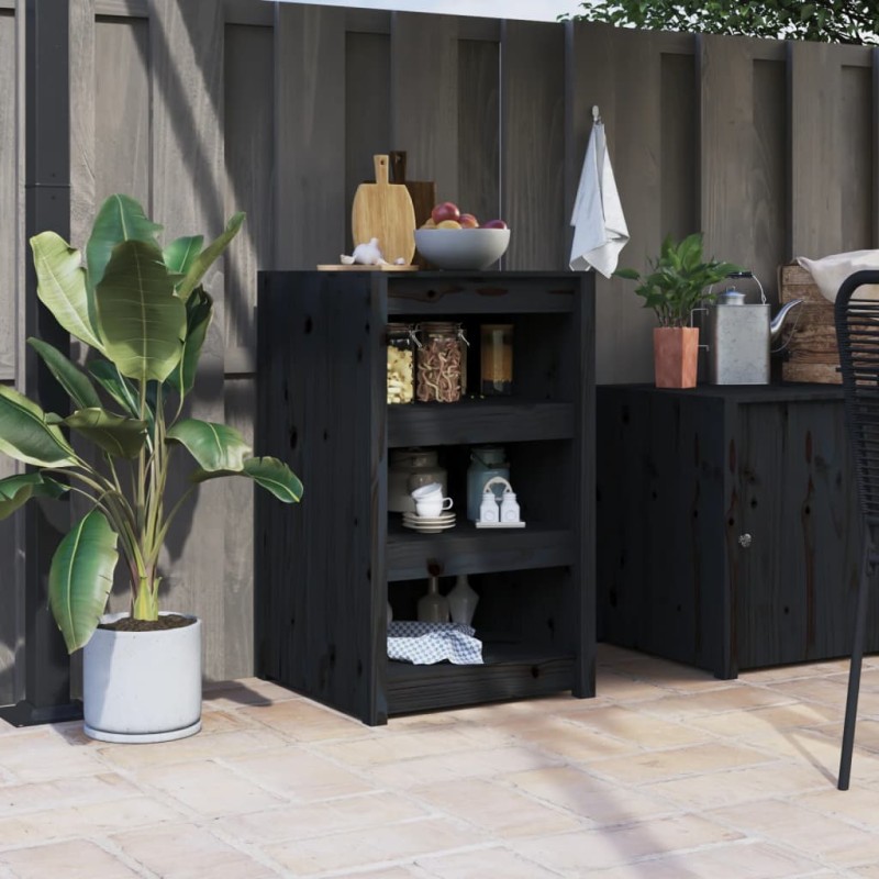 Mobile da Cucina da Esterno Nero 55x55x92 cm Legno Massello di Pino Mobile da Cucina da Esterno Nero 55x55x92 cm Legno Massello di Pino