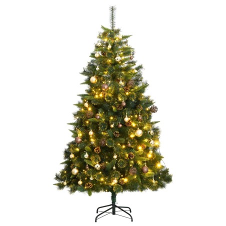 Albero Natale Incernierato con 300 LED e Palline 240 cm