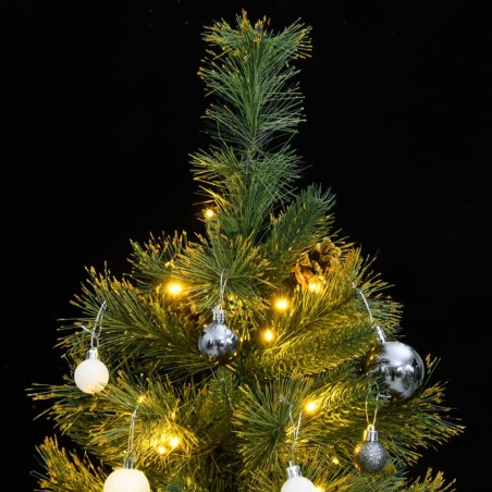 Albero Natale Incernierato con 150 LED e Palline 150 cm