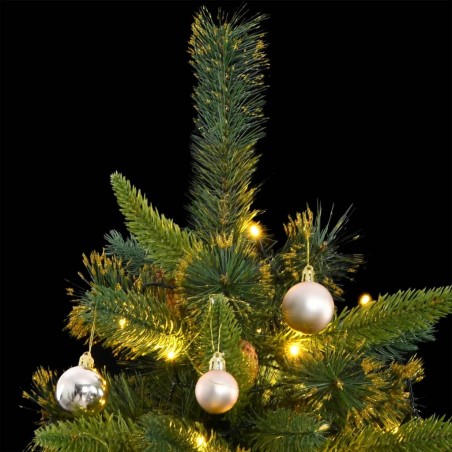 Albero Natale Incernierato con 300 LED e Palline 210 cm