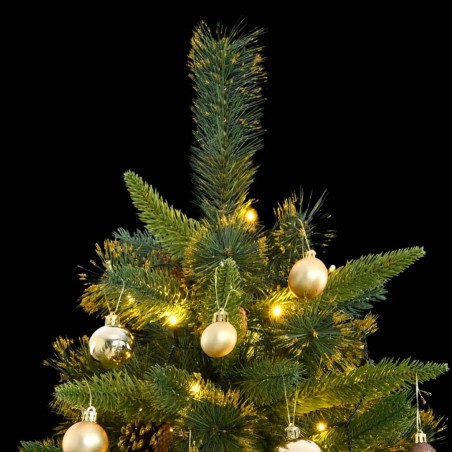 Albero Natale Incernierato con 300 LED e Palline 180 cm