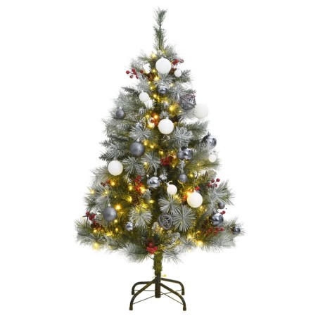 Albero Natale Incernierato con 150 LED e Palline 120 cm