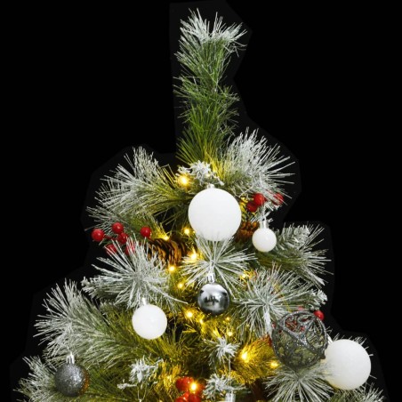 Albero Natale Incernierato con 150 LED e Palline 120 cm