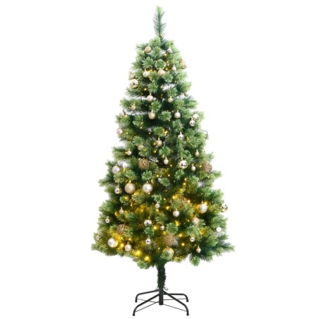 Albero Natale Incernierato con 300 LED e Palline 180 cm