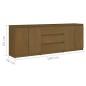 Credenza Marrone Miele 180x36x65 cm in Legno Massello di Pino Credenza Marrone Miele 180x36x65 cm in Legno Massello di Pino
